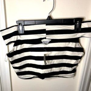 Black and White Striped Crop Top